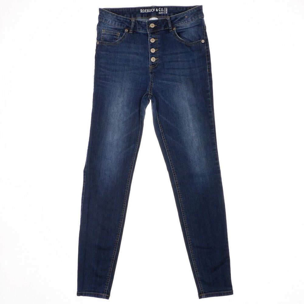 Roebuck & Co Jeans Womens Size 10 Skinny Button Fly High Waist Measures 29x28.5
